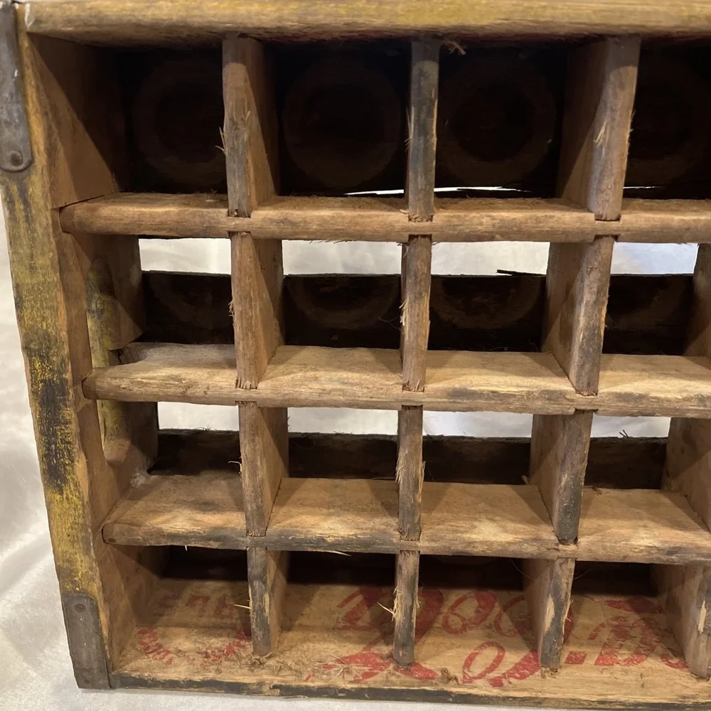 Vintage COCA COLA 24 Bottle Yellow Red Soda Pop Wooden Wood Crate Carrier Coke